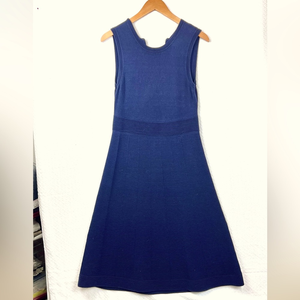 Boden Eleana Knit Navy Dress Sleeveless Sz. 6 R Blue Warm Ribbed, A-skirt